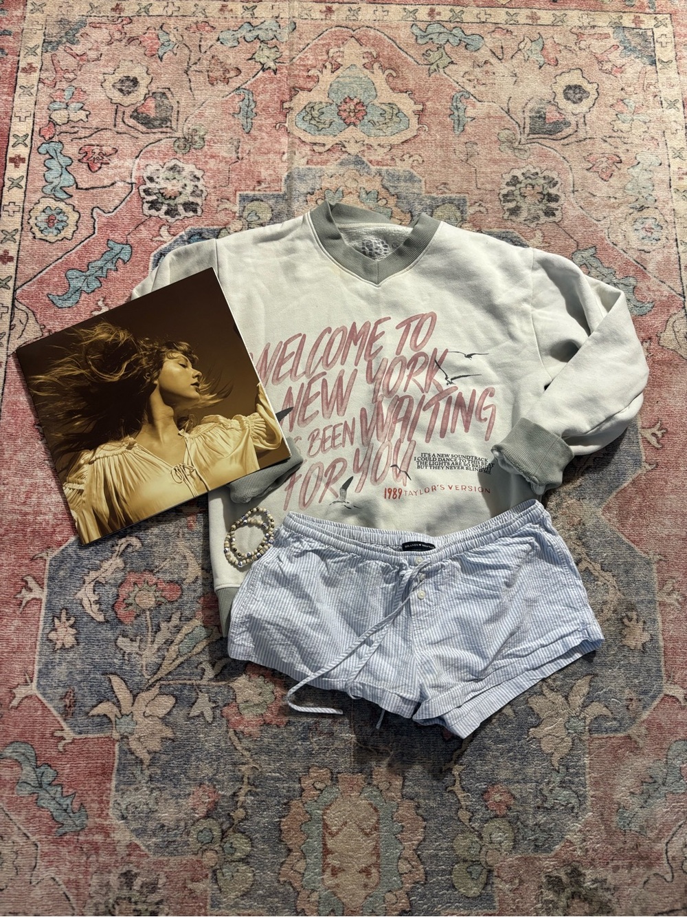 Taylor Swift Cream and Pink "Welcome to New York" Women's Sweatshirt
